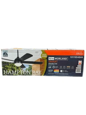 Hampton Bay Morland 52" Smart Matte Black Ceiling Fan - Brand New Open Box - Image 1 of 4