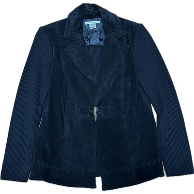 Chaqueta Peter Nygard Cuero y Tejido Palanca Negra Talla PS Nueva Pequeña  Foto 1 de 4