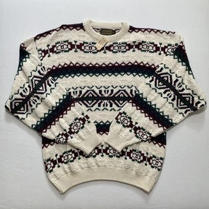 Vintage Eddie Bauer Sweater Mens XL Fair Isle Chunky Knit Grandpa 90s USA New - Picture 1 of 8