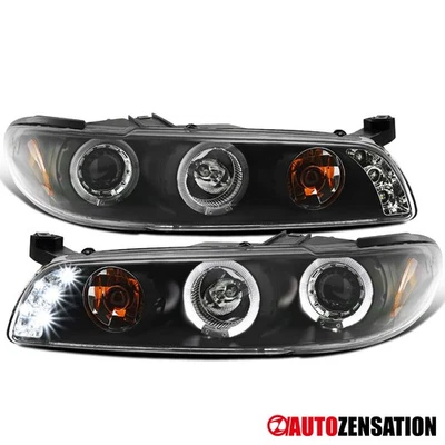 Fit 1997-2003 Pontiac Grand Prix Black LED Halo Projector Headlights 00 01 02 Foto 1 de 4