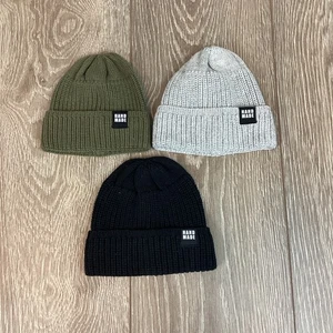 Hand Made Baby Hat Infant 3 Pack Small Green Black Gray Infant Cute Beanie - Picture 1 of 5