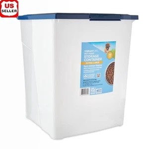 Contenedor de almacenamiento de alimentos para mascotas tapa de bloqueo insectos resistentes a la humedad ruedas de rodillo 50 lb - Imagen 1 de 7