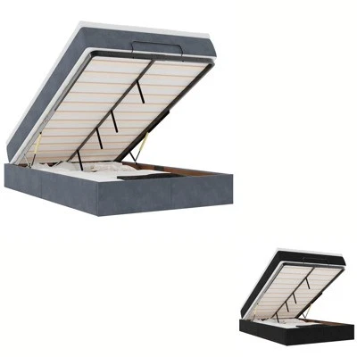 Ottoman Bed Frame with Mattress Wooden Platform Bedstead Bed Base Velvet vidaXL - image 1 of 3