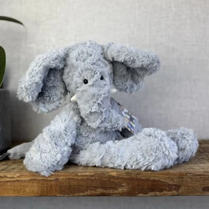 Jellycat Bobo Elephant Grey Elephant With Tusks - Textured Plush Beanie Rare 14” - Picture 1 of 14