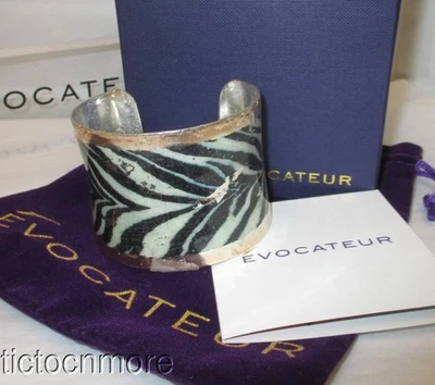 DESIGNER EVOCATEUR EXOTIC ZEBRA HUMPHREYS SAFARI CUFF BRACELET HS116 RETIRED NOS - Image 1 of 4