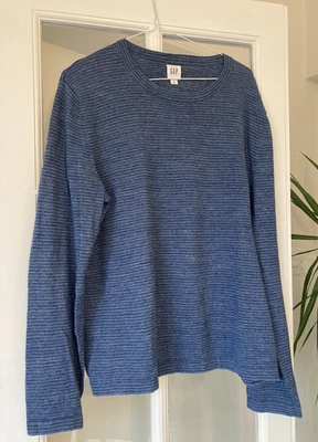 Men's Gap loungewear long sleeved top M Blue cotton striped - Image 1 of 4