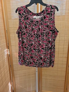 Jones Studio Tank Top Womens Size 1X Sleeveless Pleated At Top Pullover Stretch - Picture 1 of 13