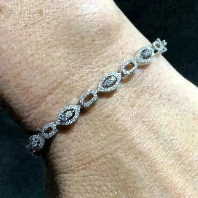 7 Ct Round Lab Created Diamond Women's Tennis Bracelet 14K White Gold Plated - Image 1 of 4