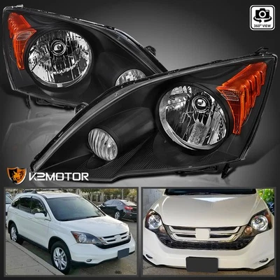 Black Fits 2007-2011 Honda CRV CR-V Headlights Headlamps Replacement Left+Right Foto 1 de 4