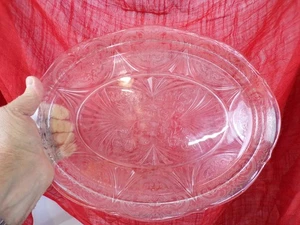 Vintage HAZEL ATLAS Royal Lace 12x9.5 Clear Serving Platter Glass - Picture 1 of 6