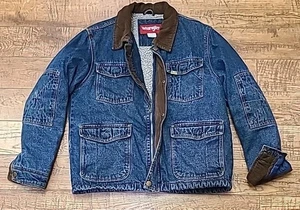 Giacca sherpa Wrangler foderata uomo media camionista denim velluto a coste colletto western - Foto 1 di 14
