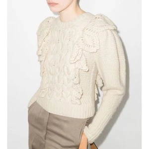 Suéter Pullover Ulla Johnson Romina Tejido a Mano Volantes Crochet - Imagen 1 de 6