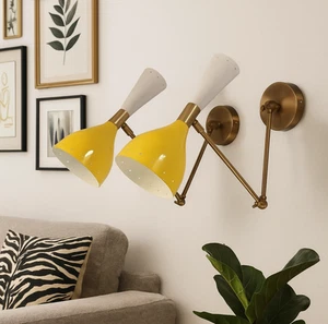 Diabolo Wall Sconce Italian Modern Stilnovo Style Set of Two Wall Light Lamps - Picture 1 of 7