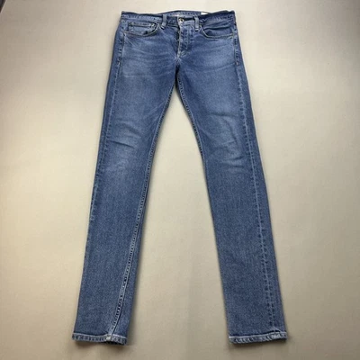 Rag & Bone Jeans Mens 31 Blue Denim Fit 1 Extra Slim Button Fly Stone Wash USA - Image 1 of 4