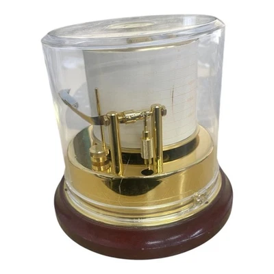 Desktop Barograph Barigo Germany 1995 Barometer Dial Sewells Mahogany Science - Image 1 of 4