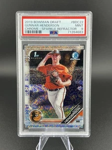 GUNNAR HENDERSON 2019 Bowman Chrome 1st Draft SPARKLE REFRACTOR PSA 9 Mint - Picture 1 of 2