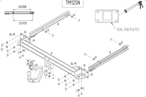 Barra de remolque Towtrust cuello de cisne para Mercedes Benz CLS 2012 a 2019 - Imagen 1 de 8