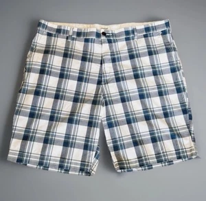 DOCKER'S Green Blue White Plaid Chino Perfect Stretch Bermuda Shorts Men’s Sz 40 - Picture 1 of 5