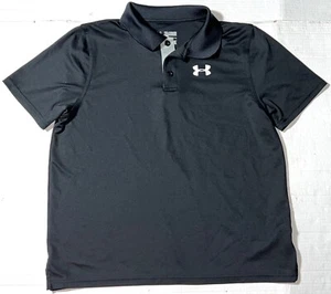 Under Armour Black Performance Polo Heat Gear S/S Loose Shirt Top YXL Boys XL - Picture 1 of 5