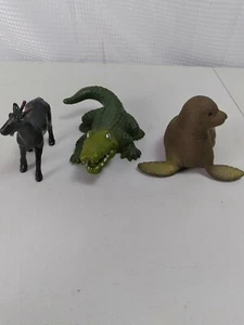 Lot Of Three Plastic Play Animals Goat Crocodile Seal play set zoo - Picture 1 of 12
