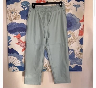 Calvin Klein Women's Pocket Faux Leather Pants - Color Green Mint - New Size 14 - Image 1 of 4