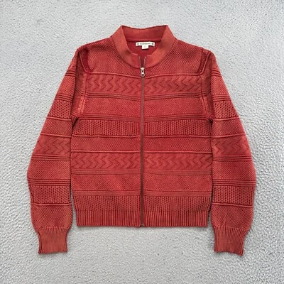 Cárdigan suéter rojo con cremallera completa tejido algodón talla pequeña talla pequeña para mujer talla pequeña Foto 1 de 4