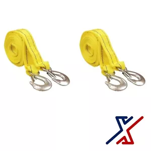 2" x 12 Ft. Polyester Tow Rope Strap Rope 4,400lb/2Ton w/2 Hooks (2 Tow Straps) - Picture 1 of 5