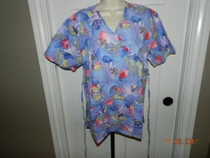 SB Fashion Scrubs Women's M 976 JNGL Blue fern Leaves - Picture 1 of 4