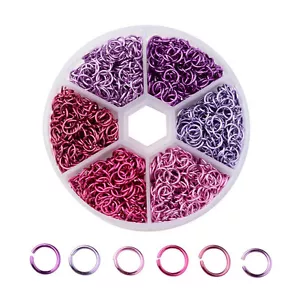 1080pc/Box Aluminum Open Jump Rings 6-Color Kit Unsoldered Loop Findings 6x0.8mm - Picture 1 of 13