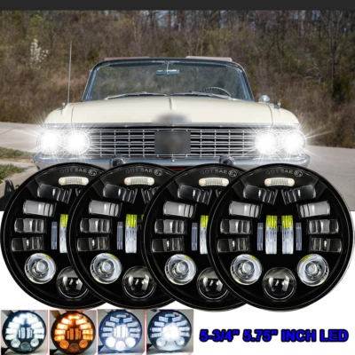 For 1962-1974 Ford Galaxie 500 4pcs 5.75" 5-3/4inch Round LED Headlights Upgrade - Image 1 of 4
