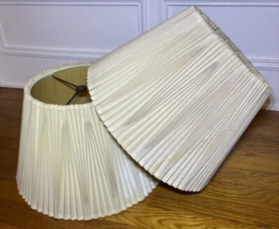 Set of 2 Vintage Stiffel Pleated Bell 10" Lamp Shades Lampshades READ NEED WORK! - Image 1 of 4