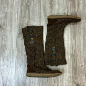 Ugg Brown classic cardy button sweater boots size 6 - Picture 1 of 8