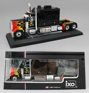 1:43 IXO Models *BLACK w/FLAMES* 2002 Peterbilt 379 w/Custom Sleeper SEMI TRUCK - Picture 1 of 9