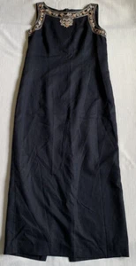 Jessica Howard Womens Black Linen Blend Beaded Sleeveless Dress Whimsigoth Y2K - Picture 1 of 8