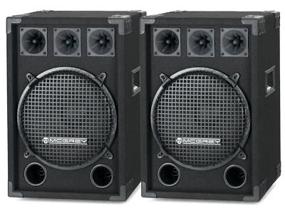 MCGREY Par de altavoces DJ PA 12" (30 cm) Disco Bass Subwoofer System Boxes Set 1200W