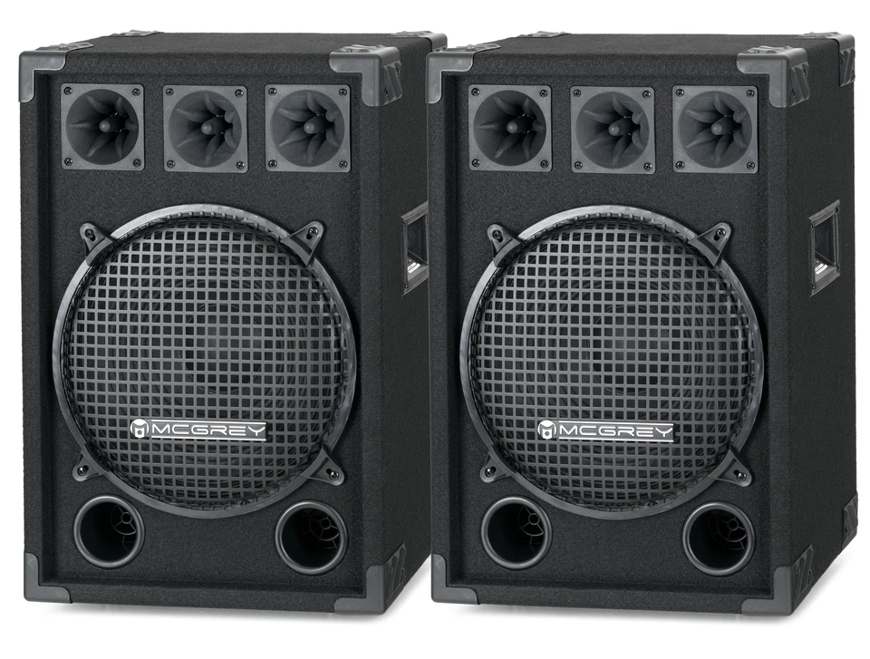 Paar 12" (30 cm) DJ PA Lautsprecher Disco Bass Subwoofer System Boxen Set 1200W - Bild 1 von 4