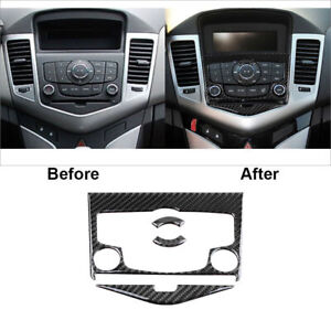 4Pcs Carbon Fiber Interior CD Panel Cover Trim For Chevrolet Cruze 2009-2015