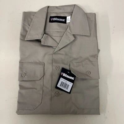 BLAUER 8765 Silver Tan Short Sleeve Recruit Uniform Shirt Size L RIPSTOP - Image 1 of 4