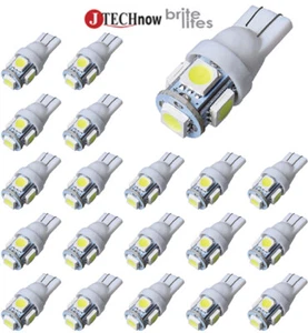 Jtech 20x T10 5 SMD LED 6000K White Car Interior Light Bulbs 194 168 2825 W5W - Picture 1 of 10