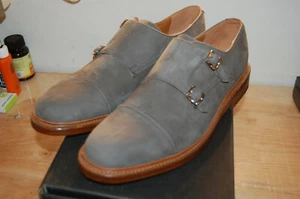 Neu im Karton Frye Herren Jones Double Monk Slipper Halbschuh Schuhe Asche Gr.11 med Goodyear - Bild 1 von 11