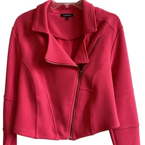 Torrid Coral Pink Knit Moto Jacket Misses size 0/10-12 - Picture 1 of 6