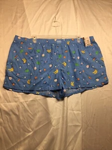 JOYSPUN LADIES PERI SWIM BLUE PRINT WOVEN ELASTIC WAIST PJ SHORTS Sz 3X - Picture 1 of 14