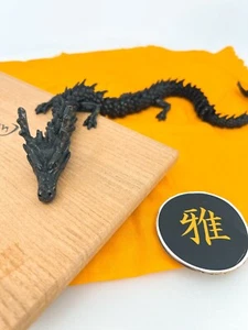 Black Dragon Jizai Okimono Statue Japanese Copper Articulated Rare W/ Wooden Box - Picture 1 of 12
