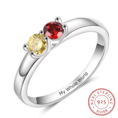 Custom Ring 2-4 Birthstone Family Ring 925 Sterling Silver Gift Wedding Jewelry - Image 1 of 4