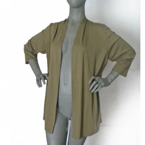 Jones NY Size 1X Open Cardigan Tunic Top Olive Green 3/4 Sleeve Beautiful Drape - Foto 1 di 8