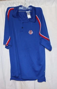 Reebok NBA Detroit Pistons Logo Basketball Blue Polo Shirt Men's L - Picture 1 of 4