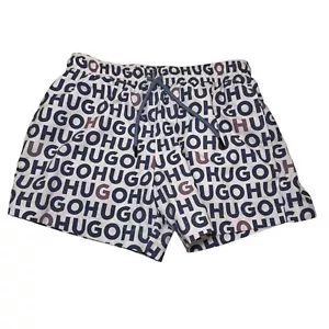Herren HUGO BOSS weiß blau + Logos Badehose Badeanzug Gr. S neu, ohne Etikett - Bild 1 von 10