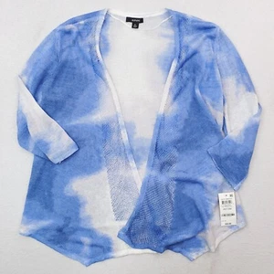 Alfani Sweater Womens Petite Small Blue Tie Dye Cardigan Sky Linen Blend NWT - Picture 1 of 12