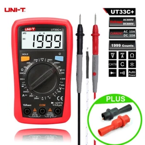 UNI-T UT33C+ Digital Multimeter AC DC Voltmeter Ammeter Temperature Diode Tester - Picture 1 of 7