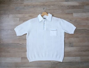 Vintage Trevira 2000 Italian Mesh Polyester Knit MOD polo shirt M / L - Picture 1 of 6